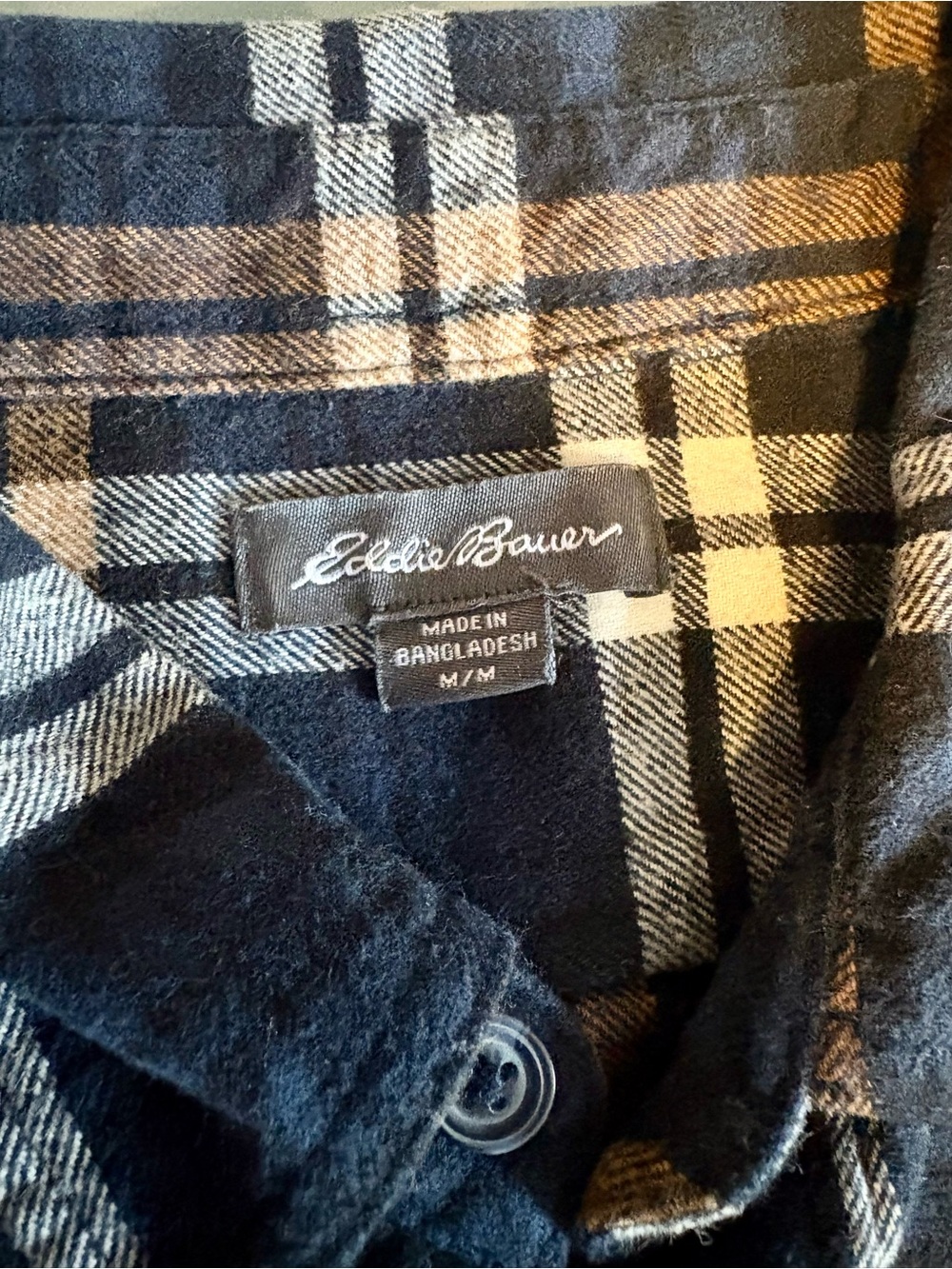 Eddie Bauer Women’s Navy and Tan Plaid Shirt Jacket